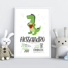 Carica l'immagine nel visualizzatore di Gallery, Quadretto nascita "Dino in love" - UNIKREO