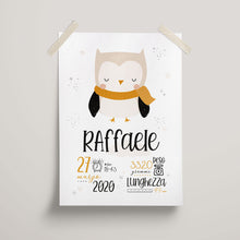 Carica l'immagine nel visualizzatore di Gallery, Quadretto nascita con il gufetto - UNIKREO