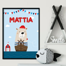 Carica l'immagine nel visualizzatore di Gallery, Quadretto personalizzato con l'orsetto marinaio - UNIKREO