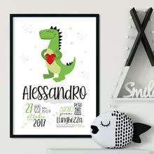 Carica l'immagine nel visualizzatore di Gallery, Quadretto nascita "Dino in love" - UNIKREO