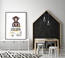 Carica l'immagine nel visualizzatore di Gallery, Quadretto nascita "Una dolce scimmietta" - UNIKREO