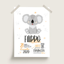 Carica l'immagine nel visualizzatore di Gallery, Quadretto nascita "Un koala tutto da abbracciare" - UNIKREO