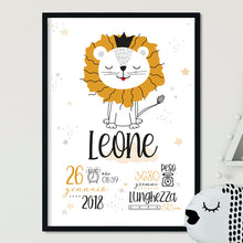 Carica l'immagine nel visualizzatore di Gallery, Quadretto nascita "Da queste parti si aggira un leone..." - UNIKREO