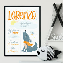 Carica l'immagine nel visualizzatore di Gallery, Quadretto personalizzato "Il lupetto che ulula alla luna" - UNIKREO
