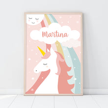 Carica l'immagine nel visualizzatore di Gallery, Quadretto personalizzato "L'unicorno e la luna" - UNIKREO