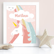 Carica l'immagine nel visualizzatore di Gallery, Quadretto personalizzato "L'unicorno e la luna" - UNIKREO