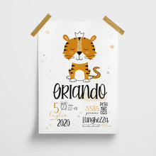 Carica l'immagine nel visualizzatore di Gallery, Quadretto nascita "Io sono una tigre" - UNIKREO