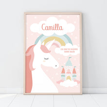 Carica l'immagine nel visualizzatore di Gallery, Quadretto personalizzato "L'unicorno e il castello incantato" - UNIKREO