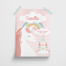 Carica l'immagine nel visualizzatore di Gallery, Quadretto personalizzato "L'unicorno e il castello incantato" - UNIKREO